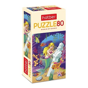 Пазл 80 элементов размер 23 х 16,5 см – Русалочка (Hatber, 80ПЗ5-19494)
